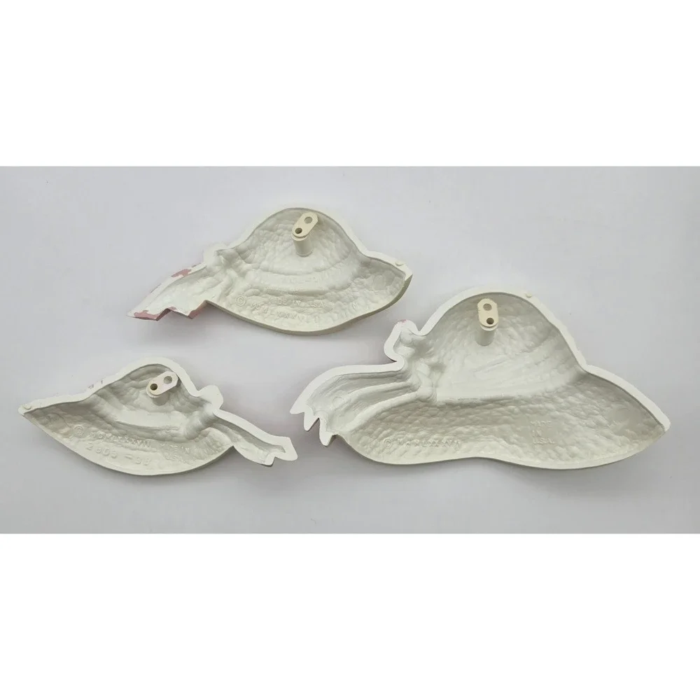 Burwood‎ 1998 USA Wall Plaques Set 3 Pink Ribbon Straw Hat Shabby Chic Decor